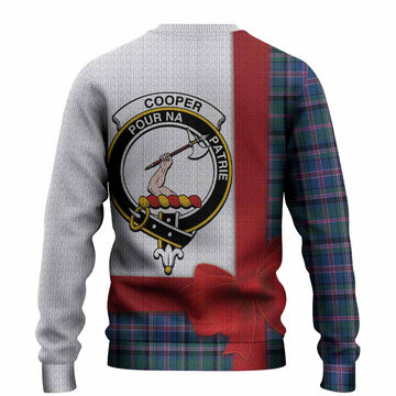 Cooper Tartan Crest Christmas Christmas Ugly Sweater Highland Cow Bagpipes Coquette Bow Style