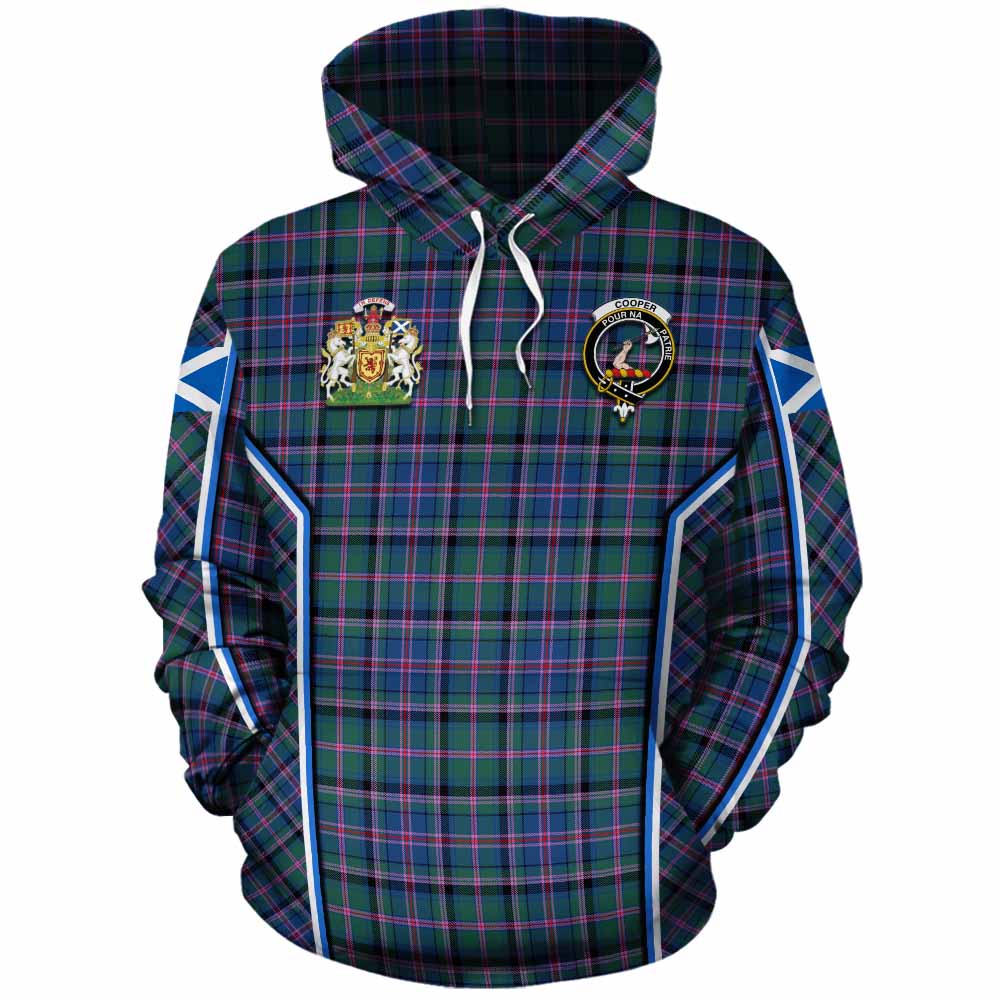 Cooper Tartan Crest Cotton Hoodie Scotland Coat of Arm Flag Style - Tartan Vibes Clothing