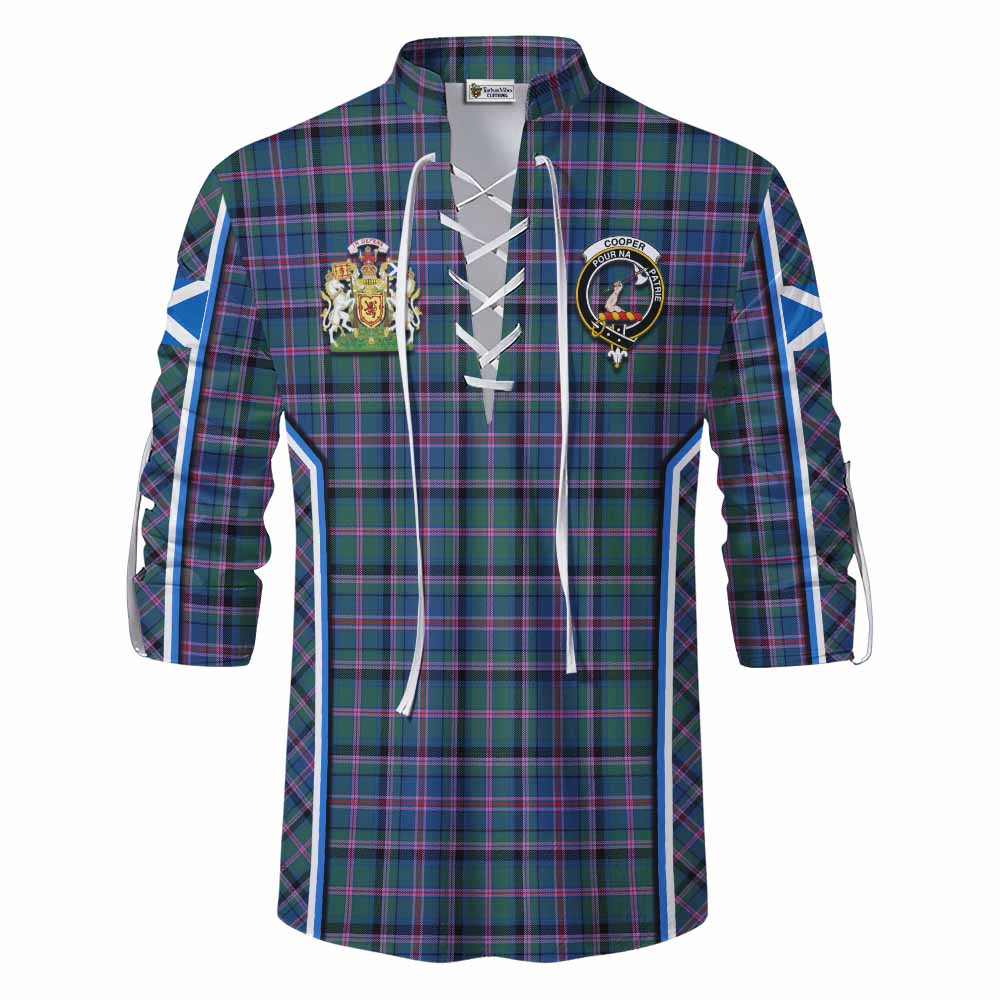 Cooper Tartan Crest Ghillie Kilt Shirt Scotland Coat of Arm Flag Style - Tartan Vibes Clothing