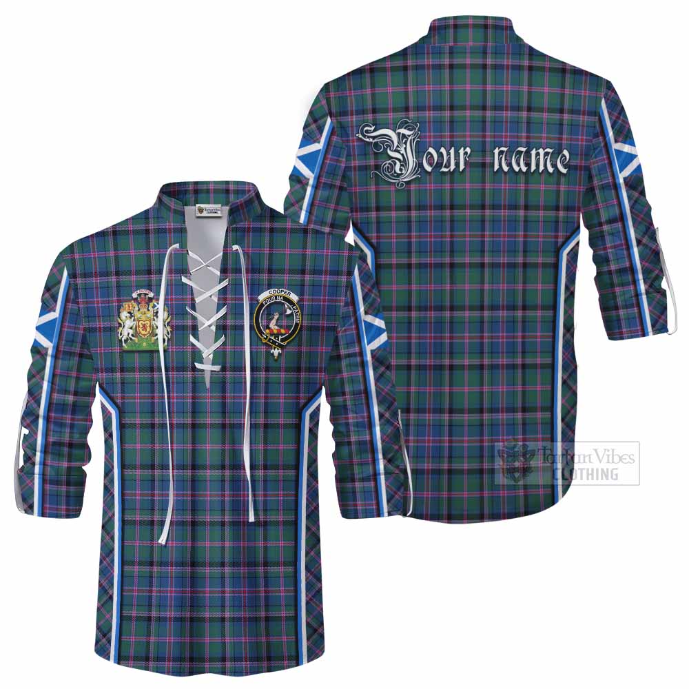 Cooper Tartan Crest Ghillie Kilt Shirt Scotland Coat of Arm Flag Style - Tartan Vibes Clothing