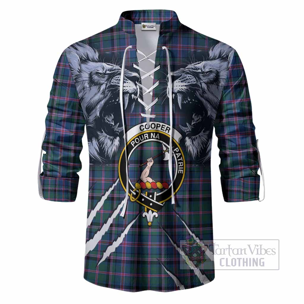 Cooper Tartan Crest Ghillie Shirt Ferocious Lion Style
