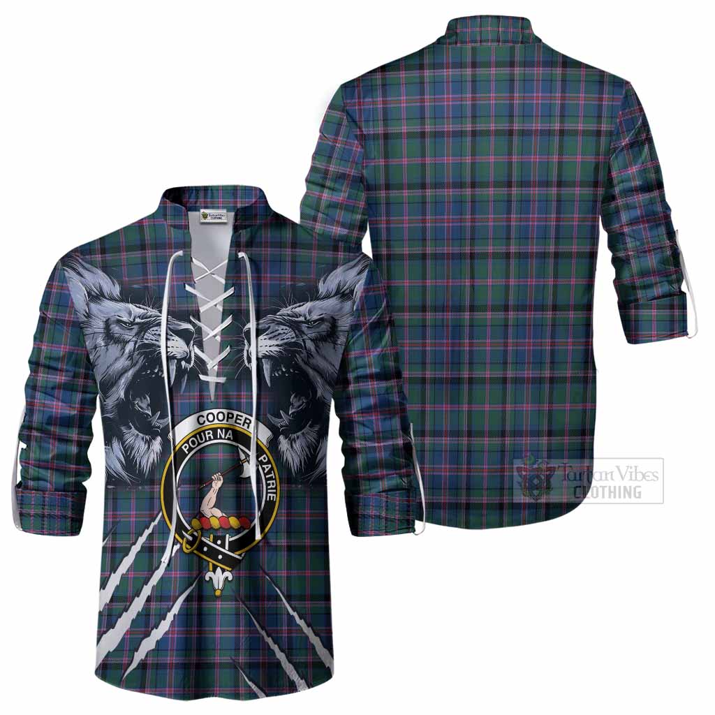 Cooper Tartan Crest Ghillie Shirt Ferocious Lion Style