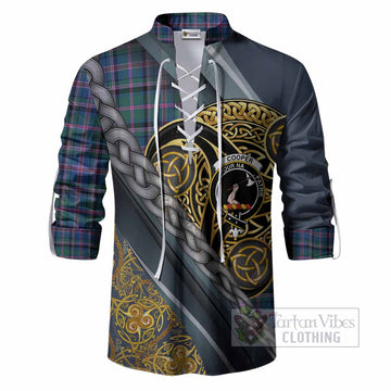 Cooper Tartan Crest Ghillie Shirt Scottish Triskele Celtic