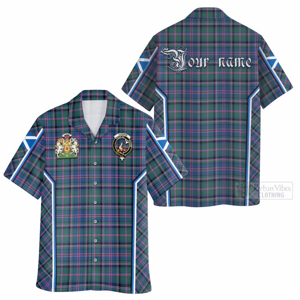 Cooper Tartan Crest Hawaiian Shirt Scotland Coat of Arm Flag Style - Tartan Vibes Clothing