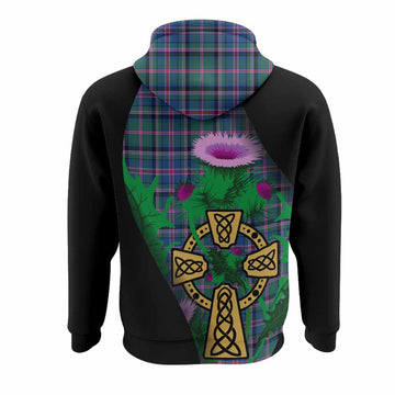 Cooper Tartan Crest Hoodie Celtic Cross Thistle Flowers