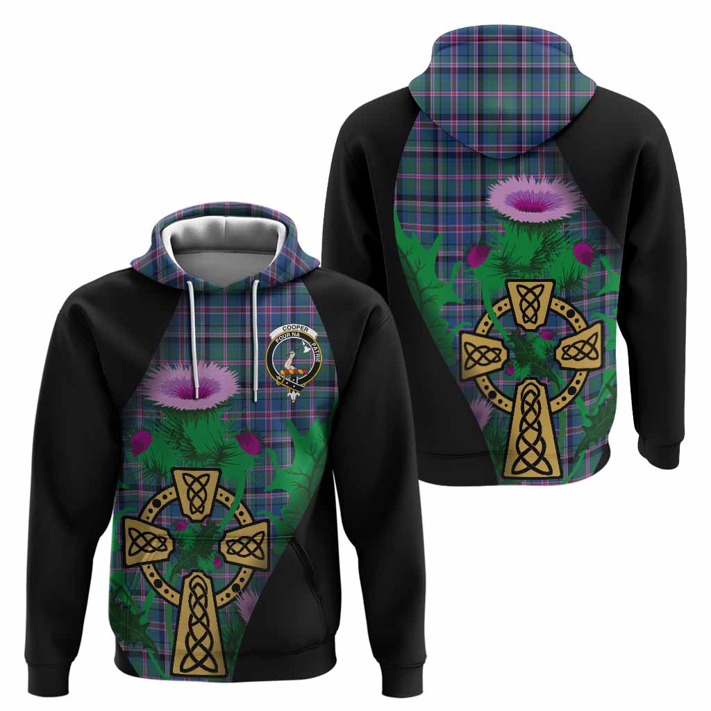 Cooper Tartan Crest Hoodie Celtic Cross Thistle Flowers