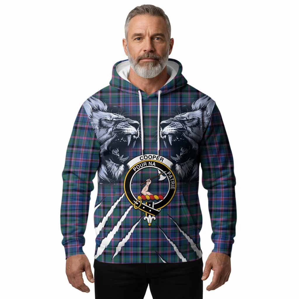 Cooper Tartan Crest Hoodie Ferocious Lion Style