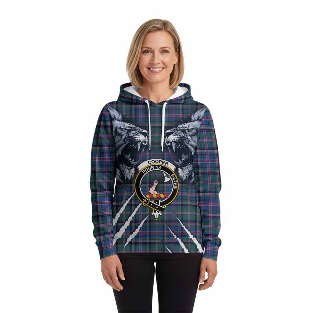 Cooper Tartan Crest Hoodie Ferocious Lion Style