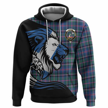 Cooper Tartan Crest Hoodie Scottish Golden Lions Wave Flow