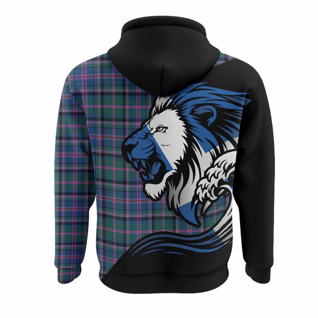 Cooper Tartan Crest Hoodie Scottish Golden Lions Wave Flow