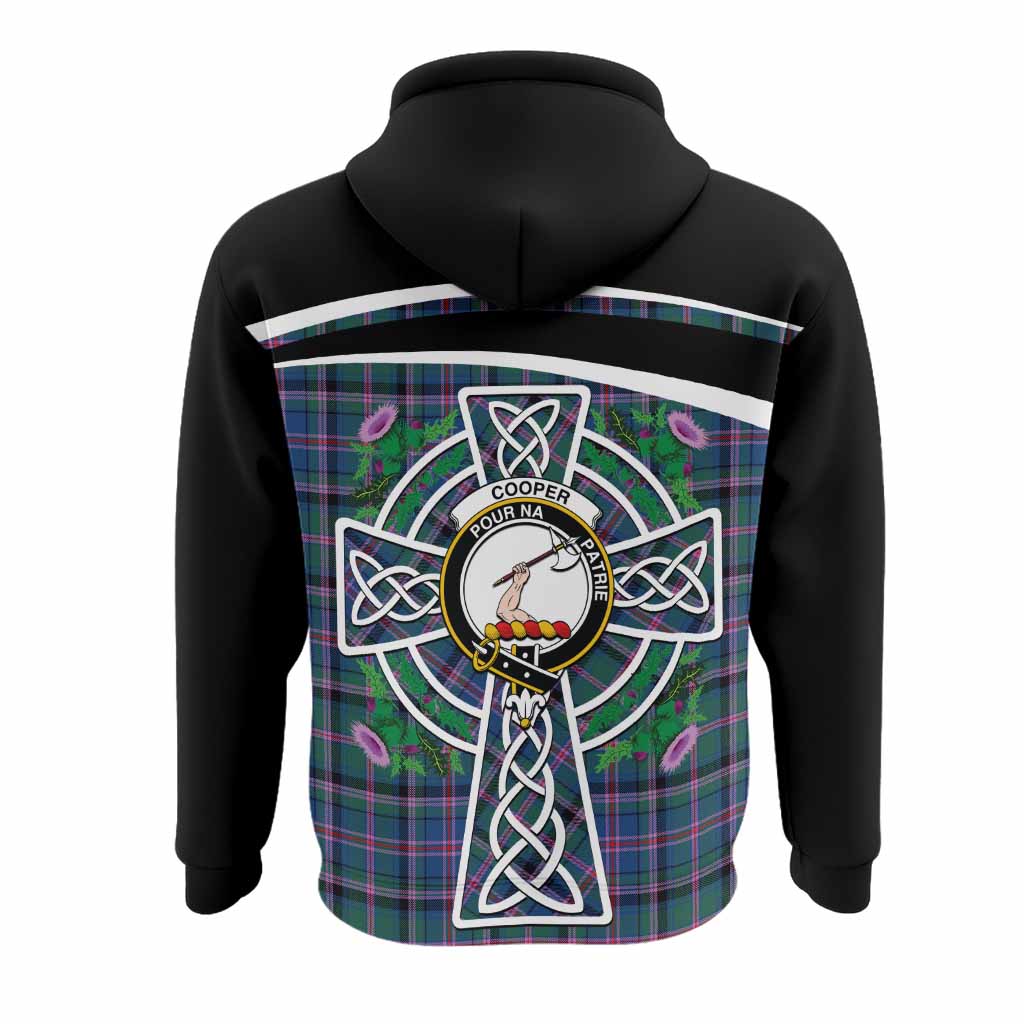 Cooper Tartan Crest Hoodie Scottish Thistle Celtic Cross Alba Gu Brath