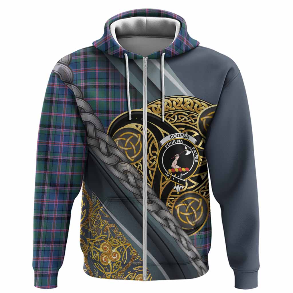 Cooper Tartan Crest Hoodie Scottish Triskele Celtic