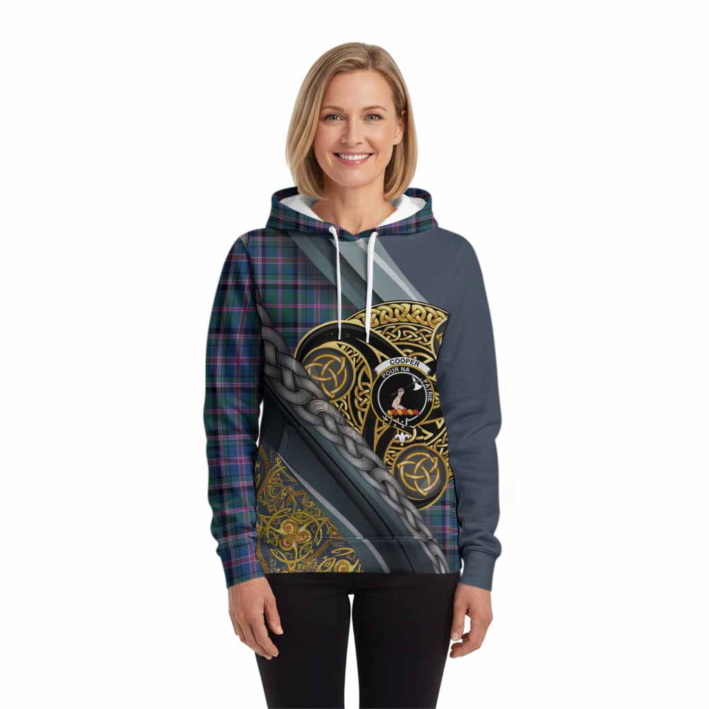 Cooper Tartan Crest Hoodie Scottish Triskele Celtic