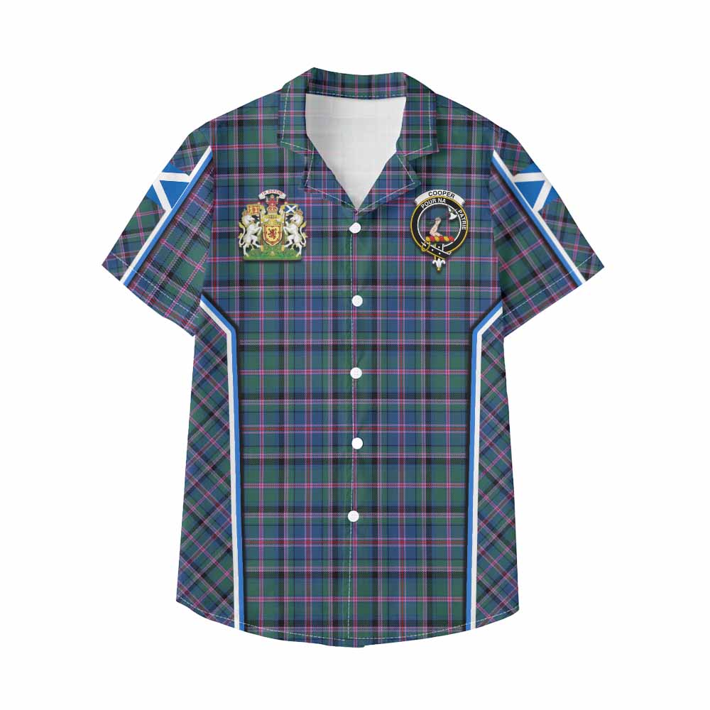 Cooper Tartan Crest Kid Hawaiian Shirt Scotland Coat of Arm Flag Style - Tartan Vibes Clothing