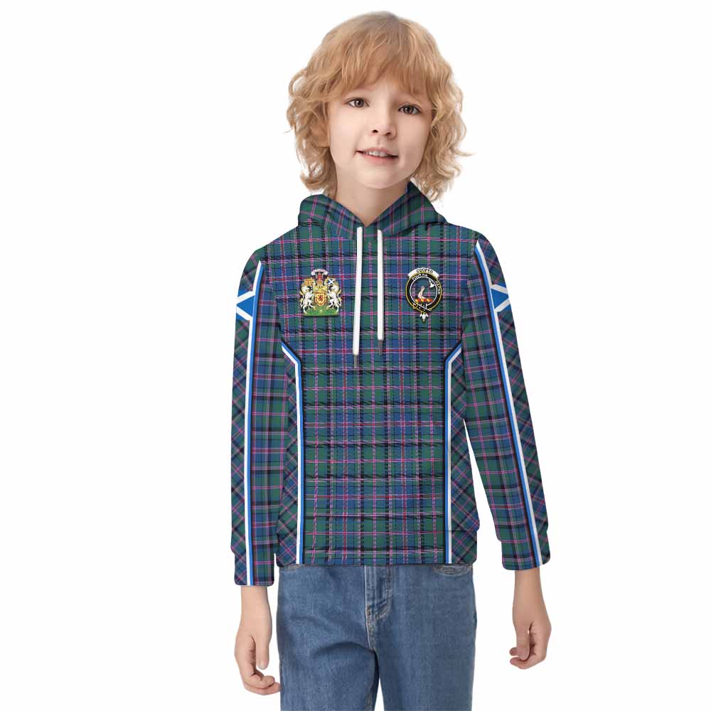 Cooper Tartan Crest Kid Hoodie Scotland Coat of Arm Flag Style - Tartan Vibes Clothing