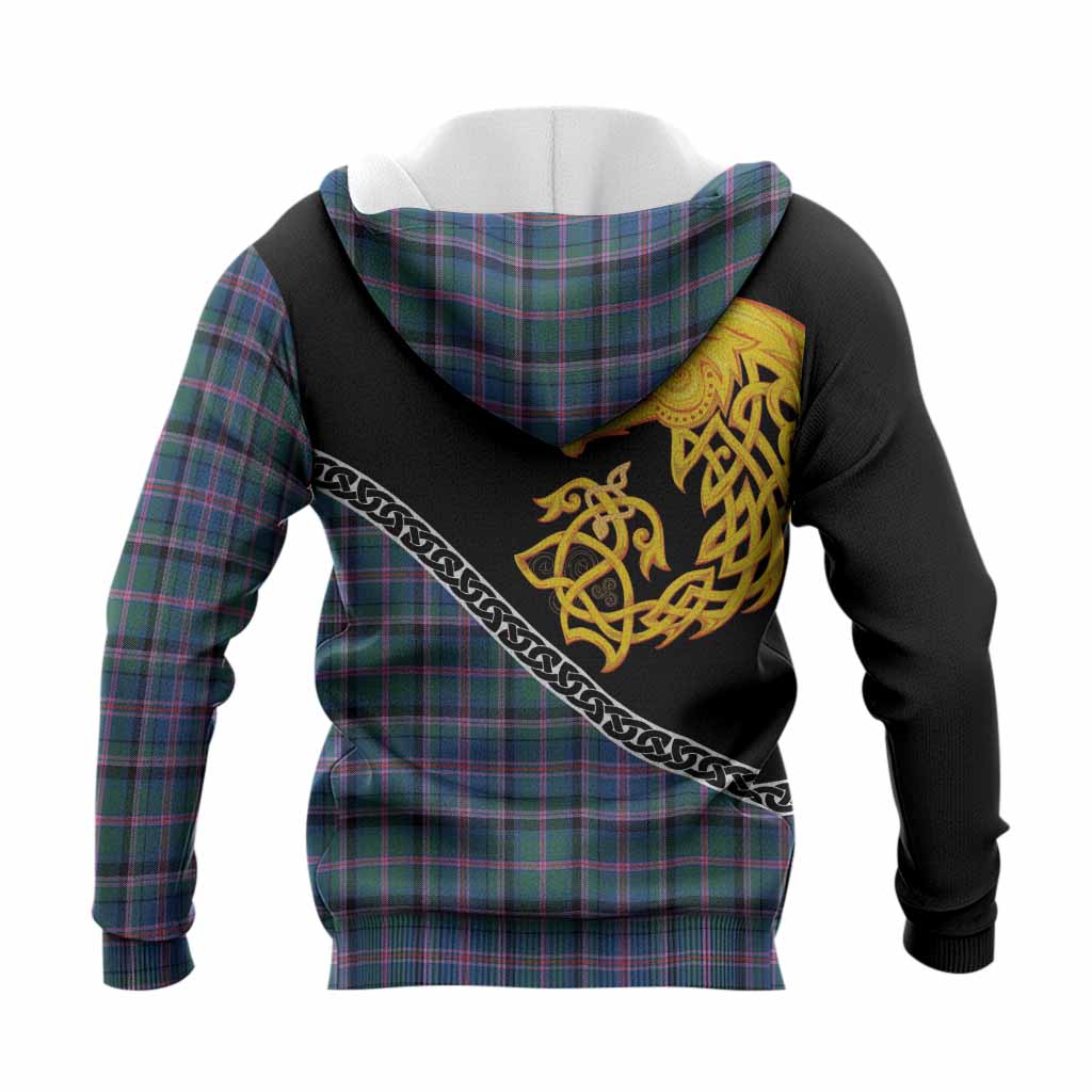 Cooper Tartan Crest Knitted Hoodie Legendary Dragon Knot Half Style