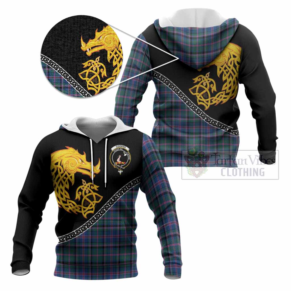 Cooper Tartan Crest Knitted Hoodie Legendary Dragon Knot Half Style
