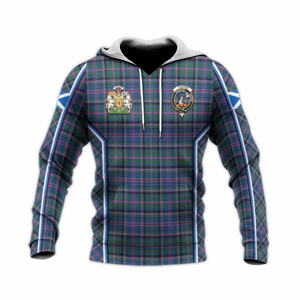 Cooper Tartan Crest Knitted Hoodie Scotland Coat of Arm Flag Style - Tartan Vibes Clothing