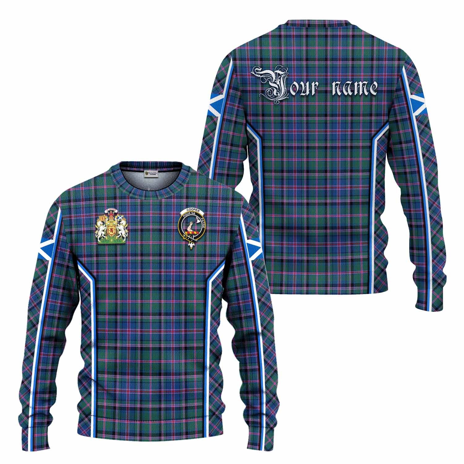 Cooper Tartan Crest Knitted Sweater Scotland Coat of Arm Flag Style - Tartan Vibes Clothing
