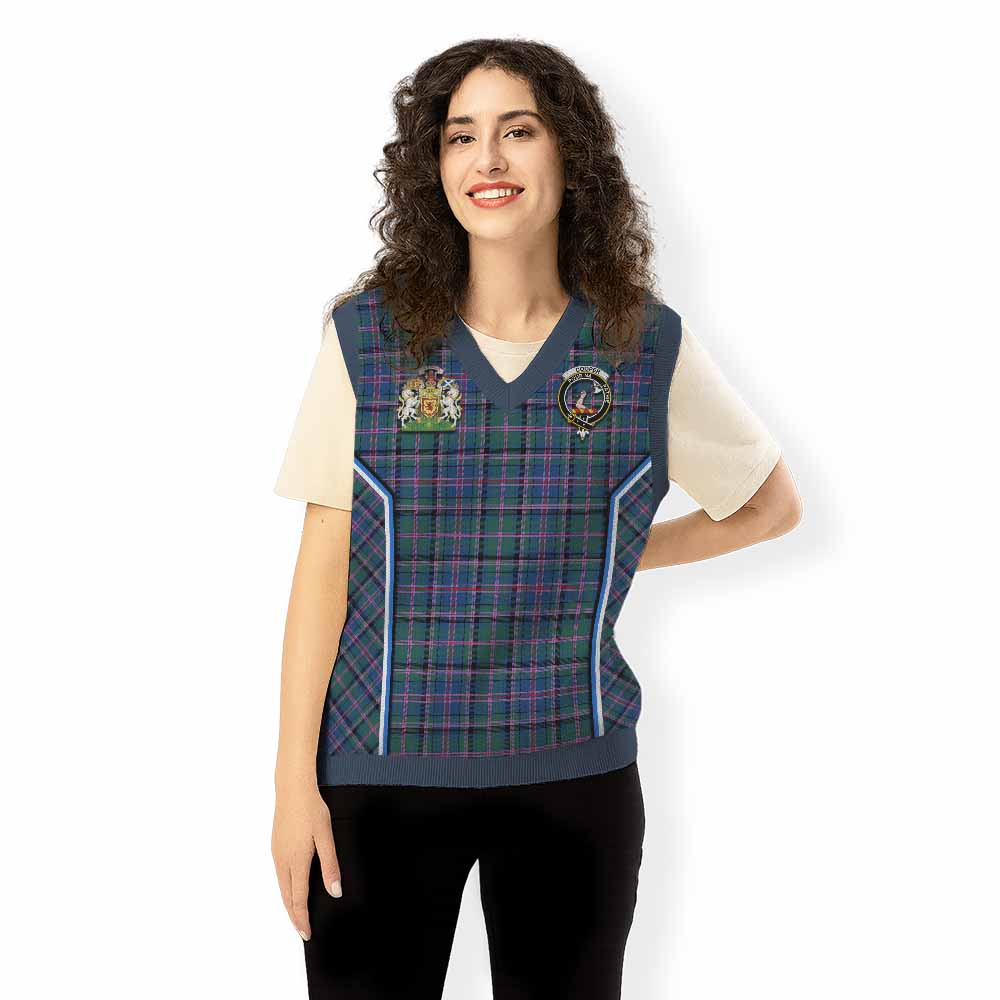 Cooper Tartan Crest Knitted V-Neck Vest Scotland Coat of Arm Flag Style - Tartan Vibes Clothing