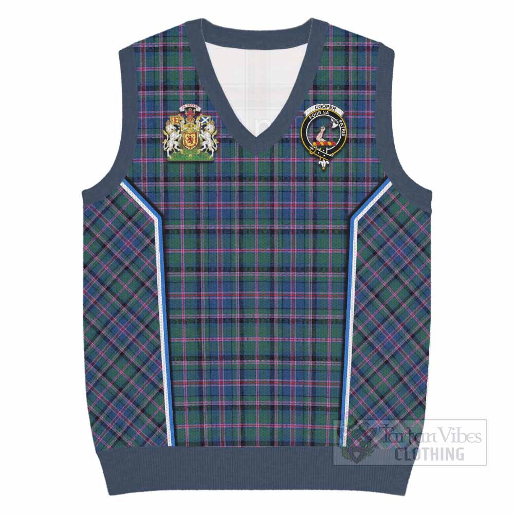 Cooper Tartan Crest Knitted V-Neck Vest Scotland Coat of Arm Flag Style - Tartan Vibes Clothing