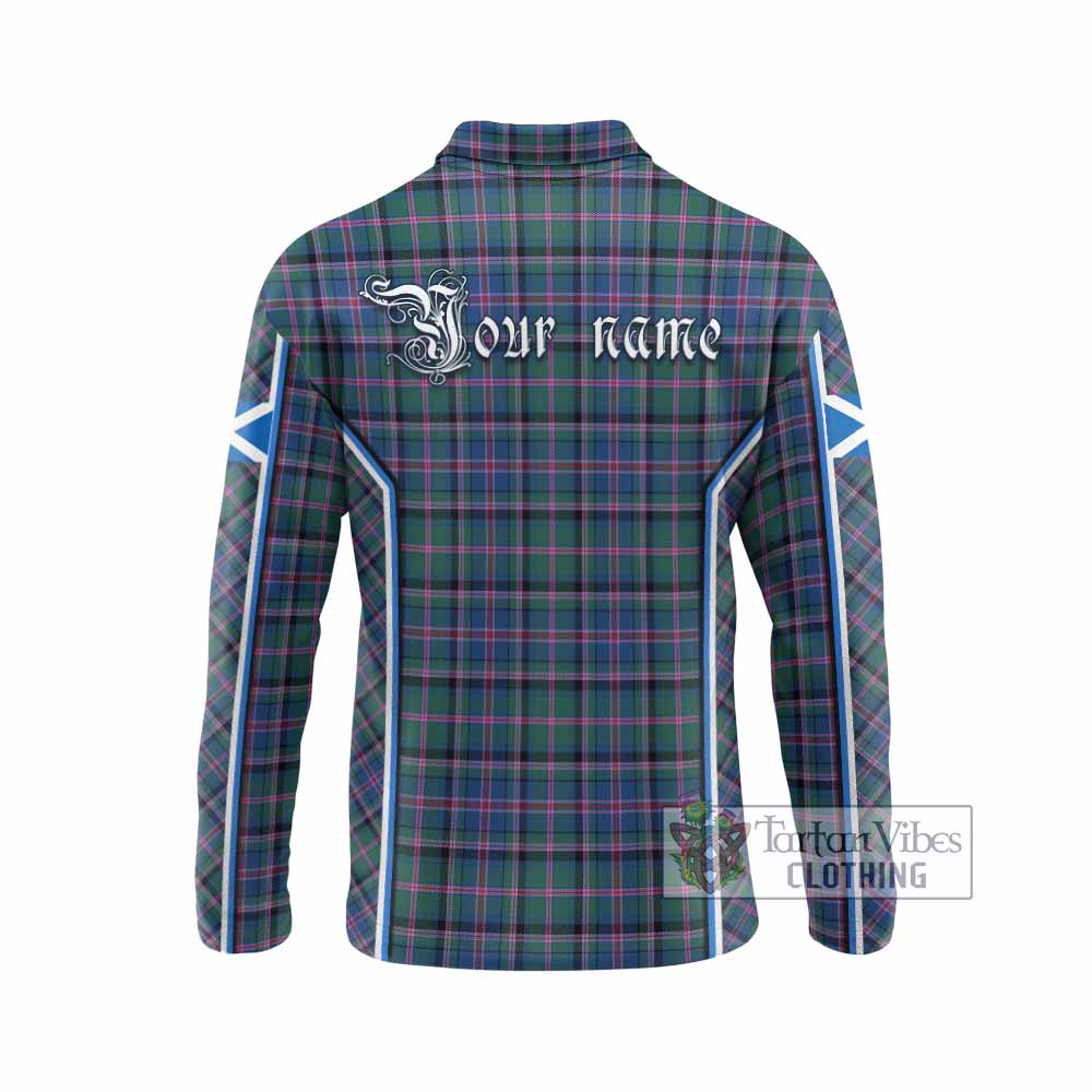 Cooper Tartan Crest Long Sleeve Polo Shirt Scotland Coat of Arm Flag Style - Tartan Vibes Clothing