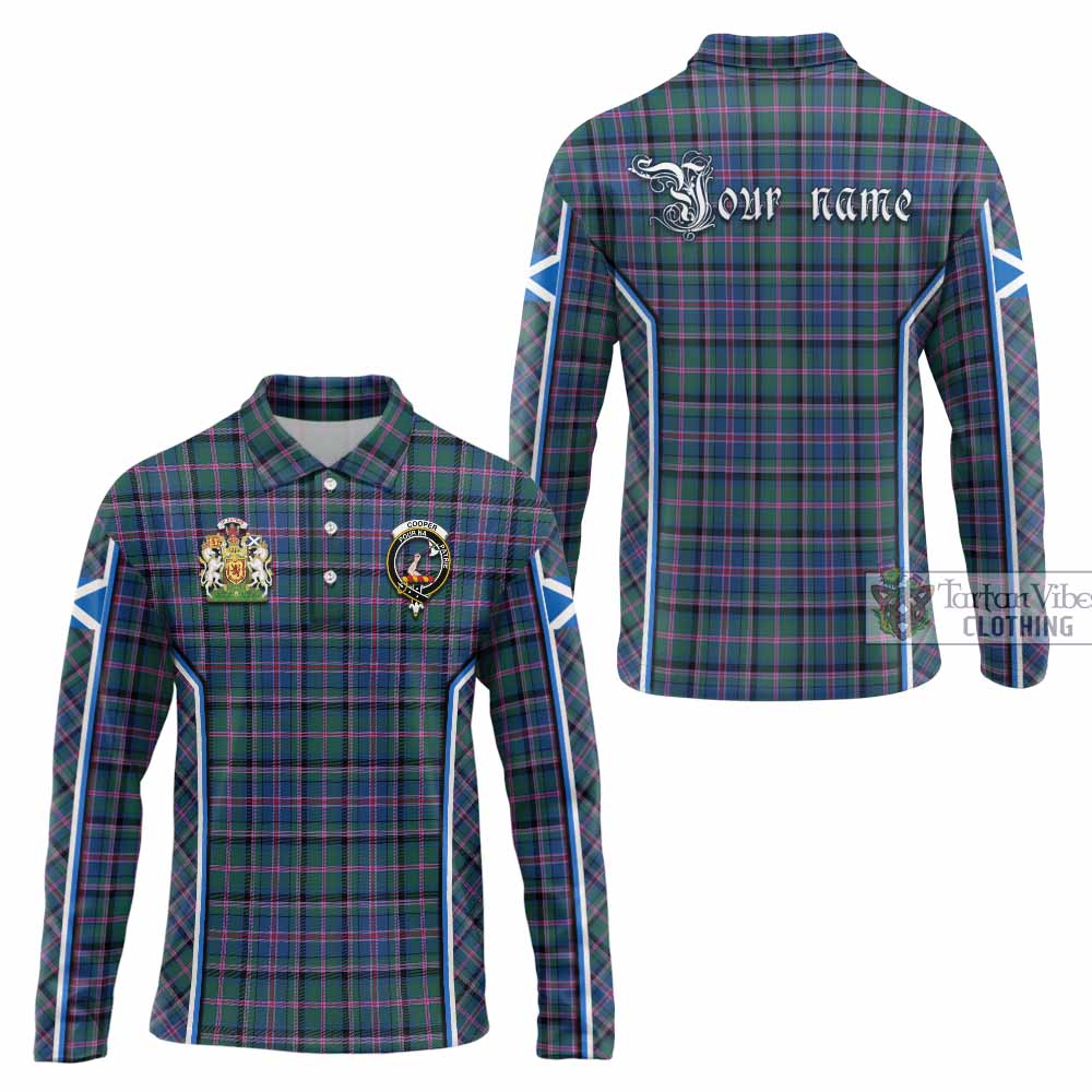 Cooper Tartan Crest Long Sleeve Polo Shirt Scotland Coat of Arm Flag Style - Tartan Vibes Clothing