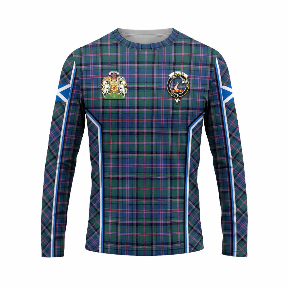 Cooper Tartan Crest Long Sleeve T-Shirt Scotland Coat of Arm Flag Style - Tartan Vibes Clothing