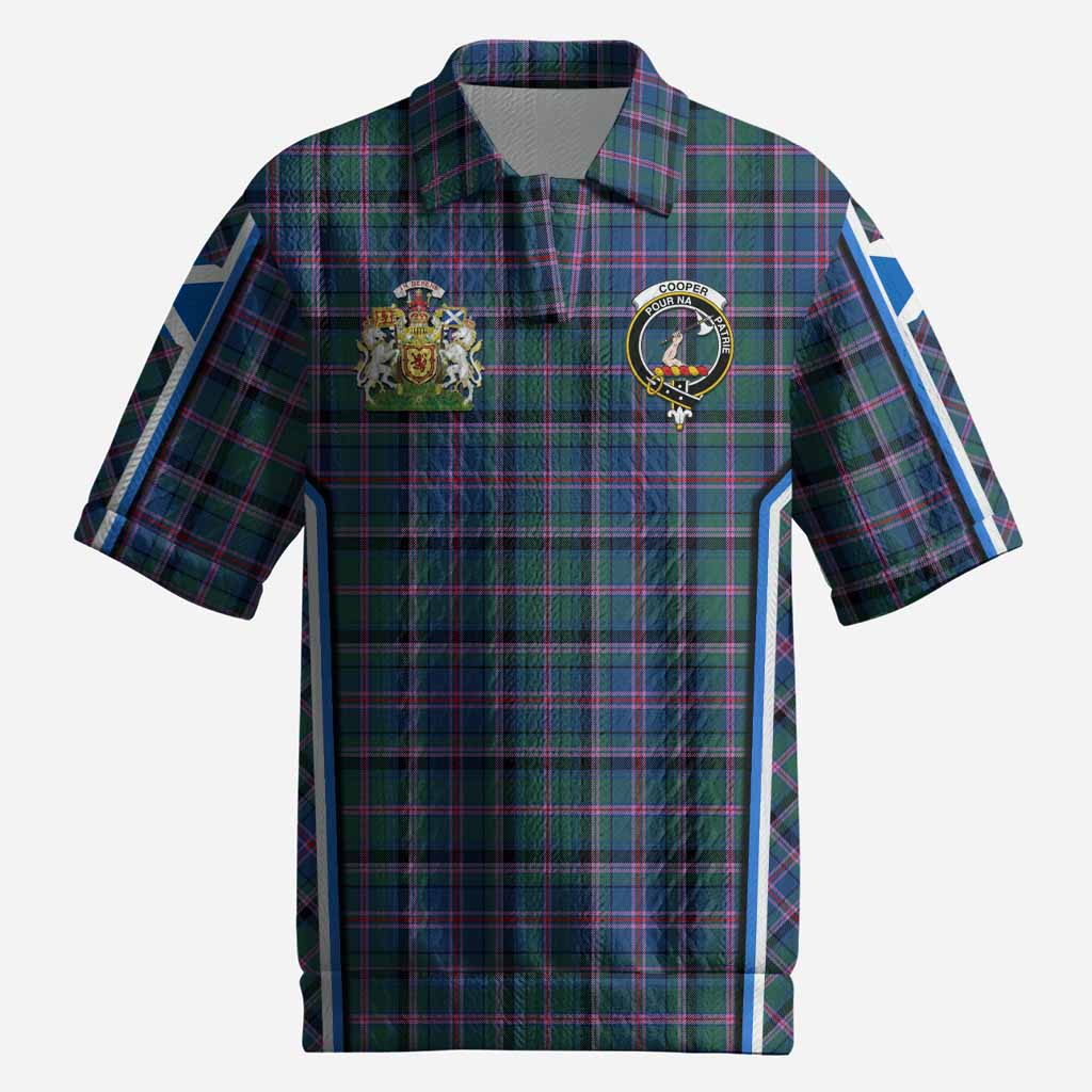 Cooper Tartan Crest Men’s Polo Sweater Top Scotland Coat of Arm Flag Style