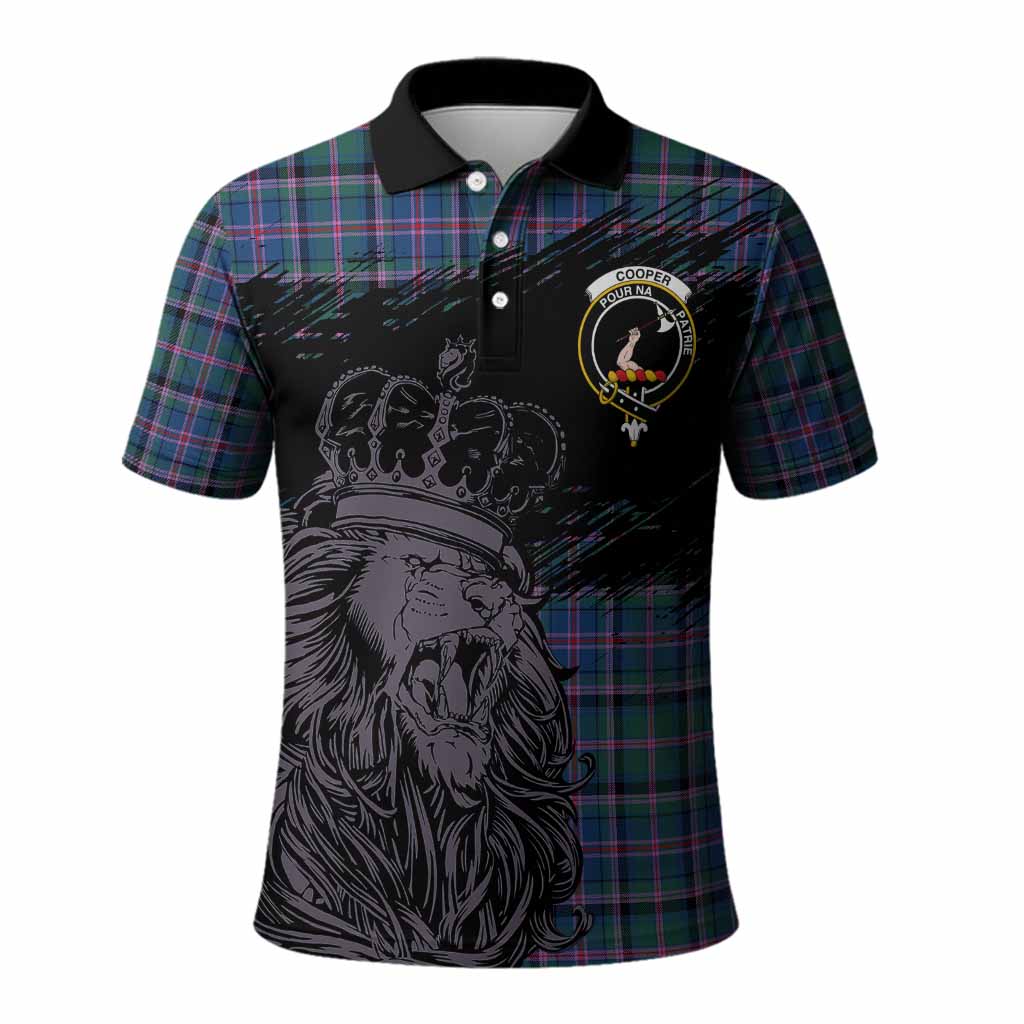 Cooper Tartan Crest Polo Shirt Crowned Lion Heritage Style
