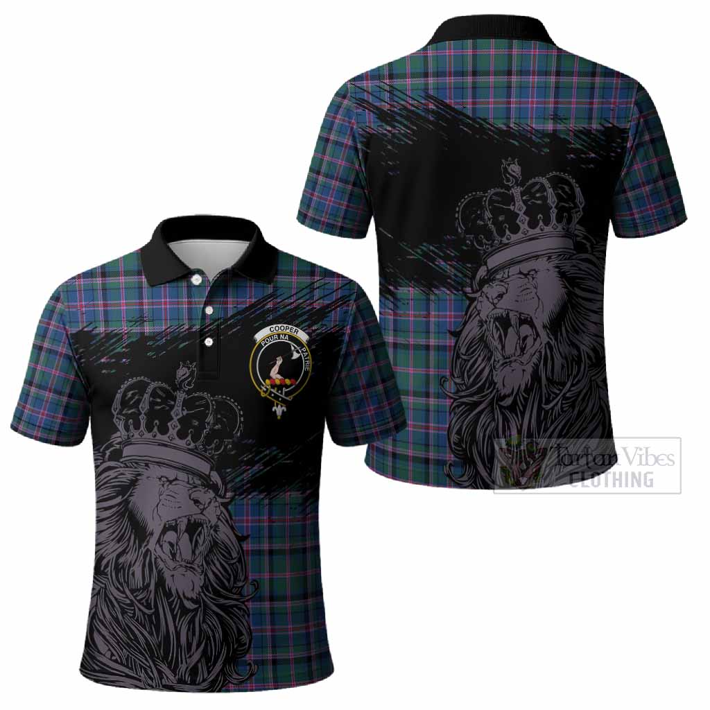 Cooper Tartan Crest Polo Shirt Crowned Lion Heritage Style