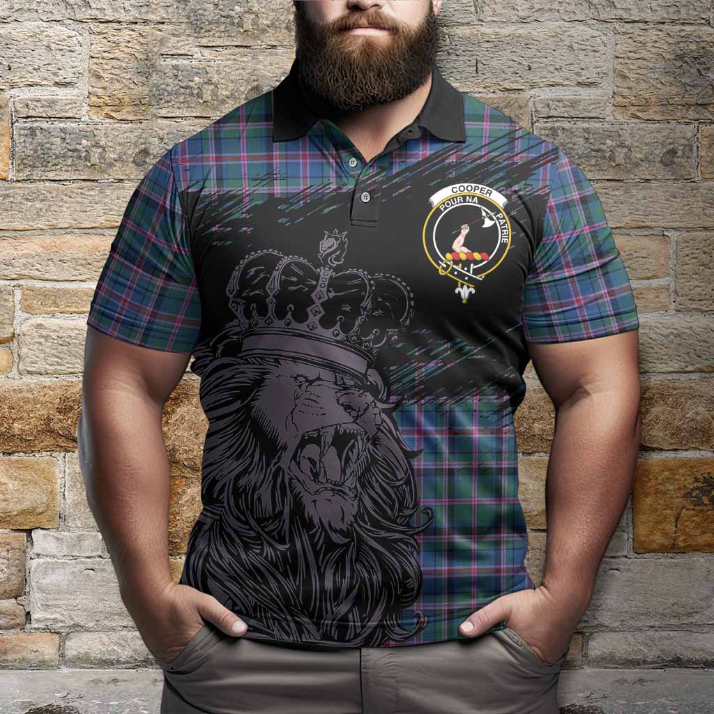 Cooper Tartan Crest Polo Shirt Crowned Lion Heritage Style