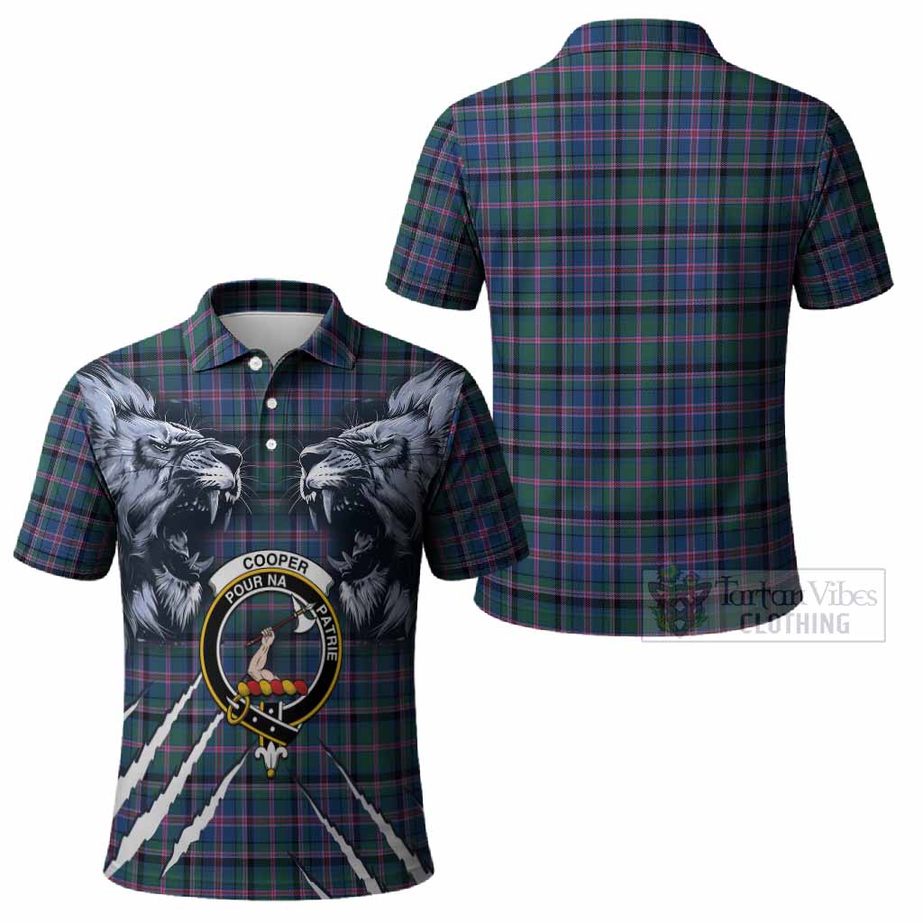 Cooper Tartan Crest Polo Shirt Ferocious Lion Style