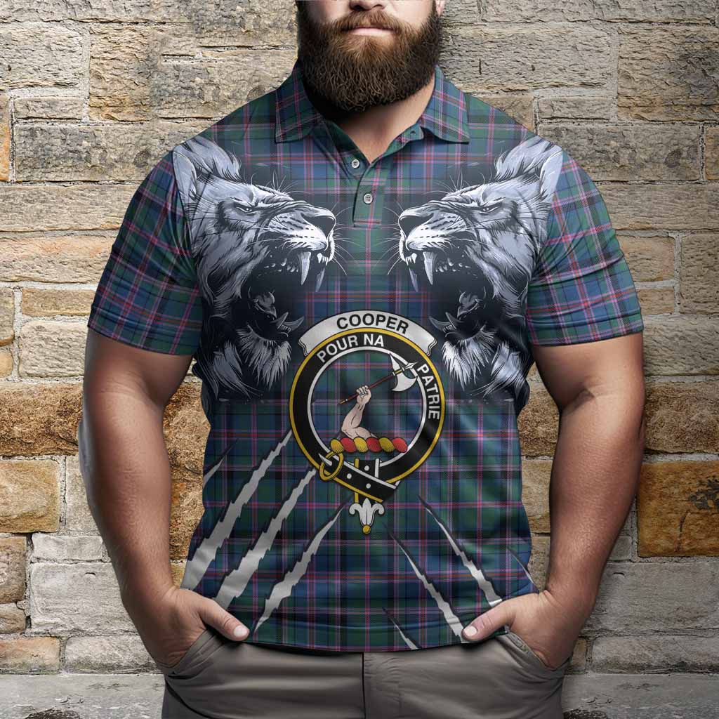 Cooper Tartan Crest Polo Shirt Ferocious Lion Style