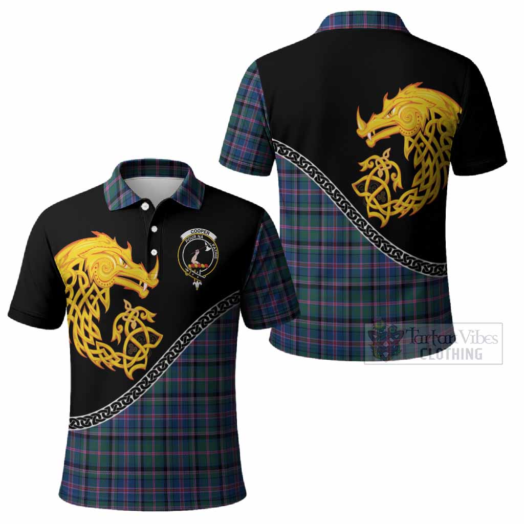 Cooper Tartan Crest Polo Shirt Legendary Dragon Knot Half Style