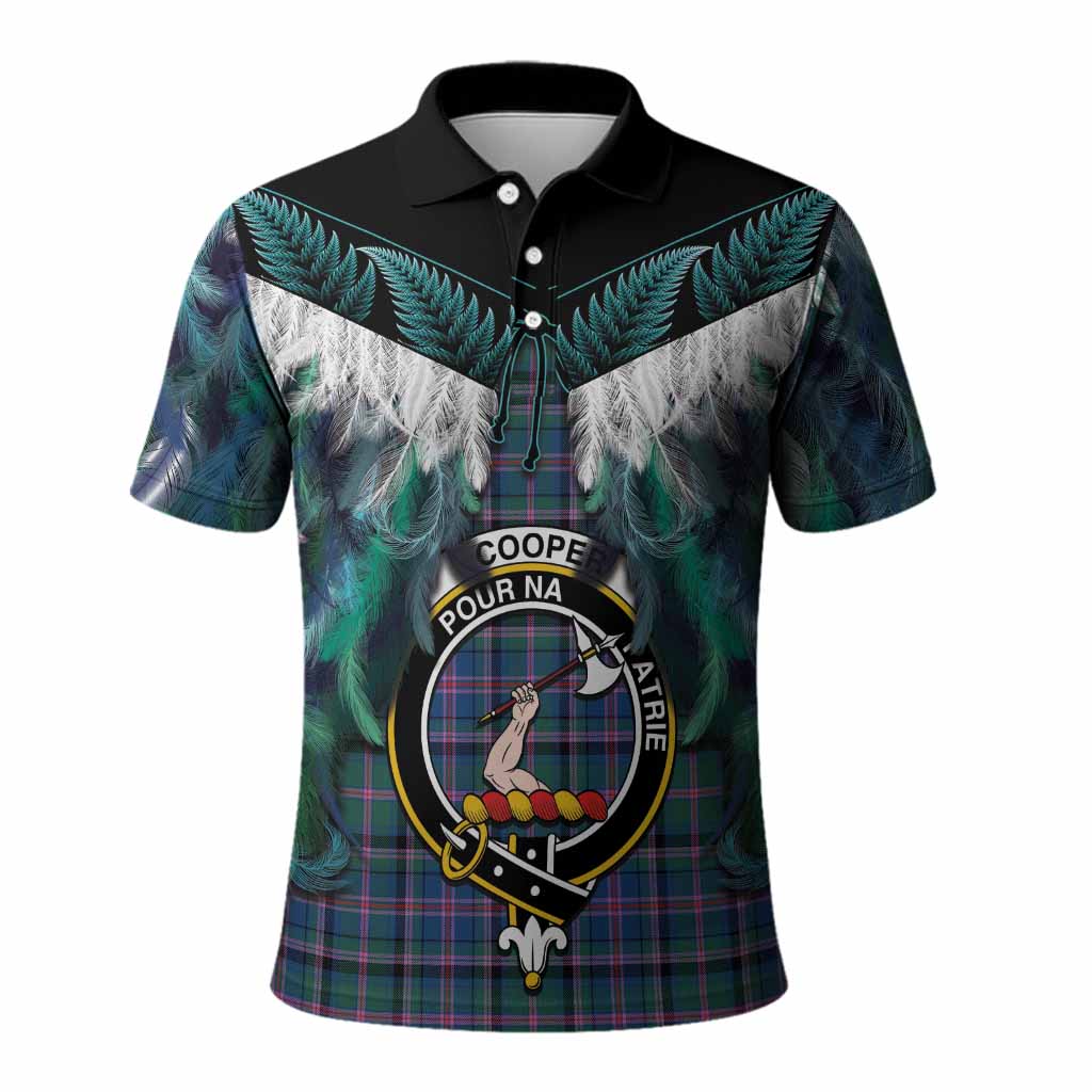Cooper Tartan Crest Polo Shirt New Zealand Maori Korowai Cloak