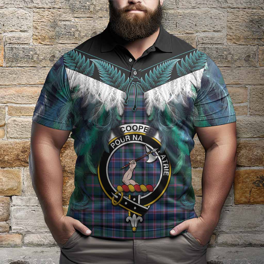 Cooper Tartan Crest Polo Shirt New Zealand Maori Korowai Cloak