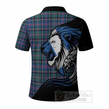 Cooper Tartan Crest Polo Shirt Scottish Golden Lions Wave Flow