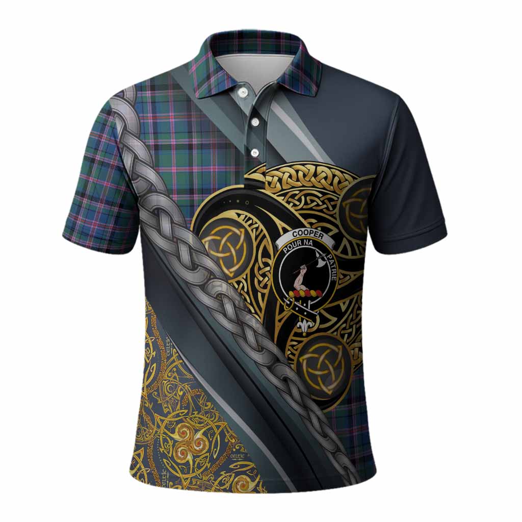 Cooper Tartan Crest Polo Shirt Scottish Triskele Celtic