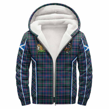 Cooper Tartan Crest Sherpa Hoodie Scotland Coat of Arm Flag Style