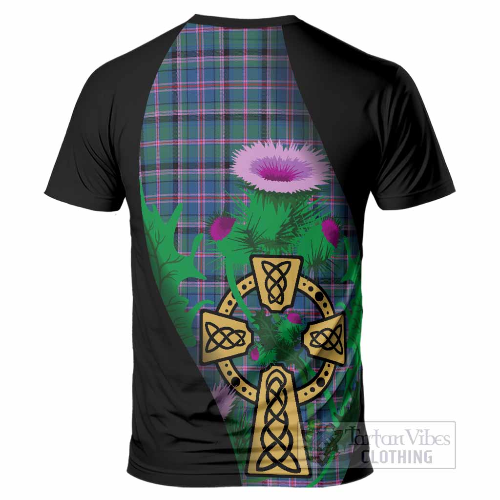 Cooper Tartan Crest T-Shirt Celtic Cross Thistle Flowers