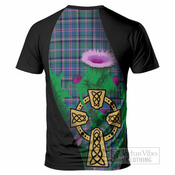 Cooper Tartan Crest T-Shirt Celtic Cross Thistle Flowers