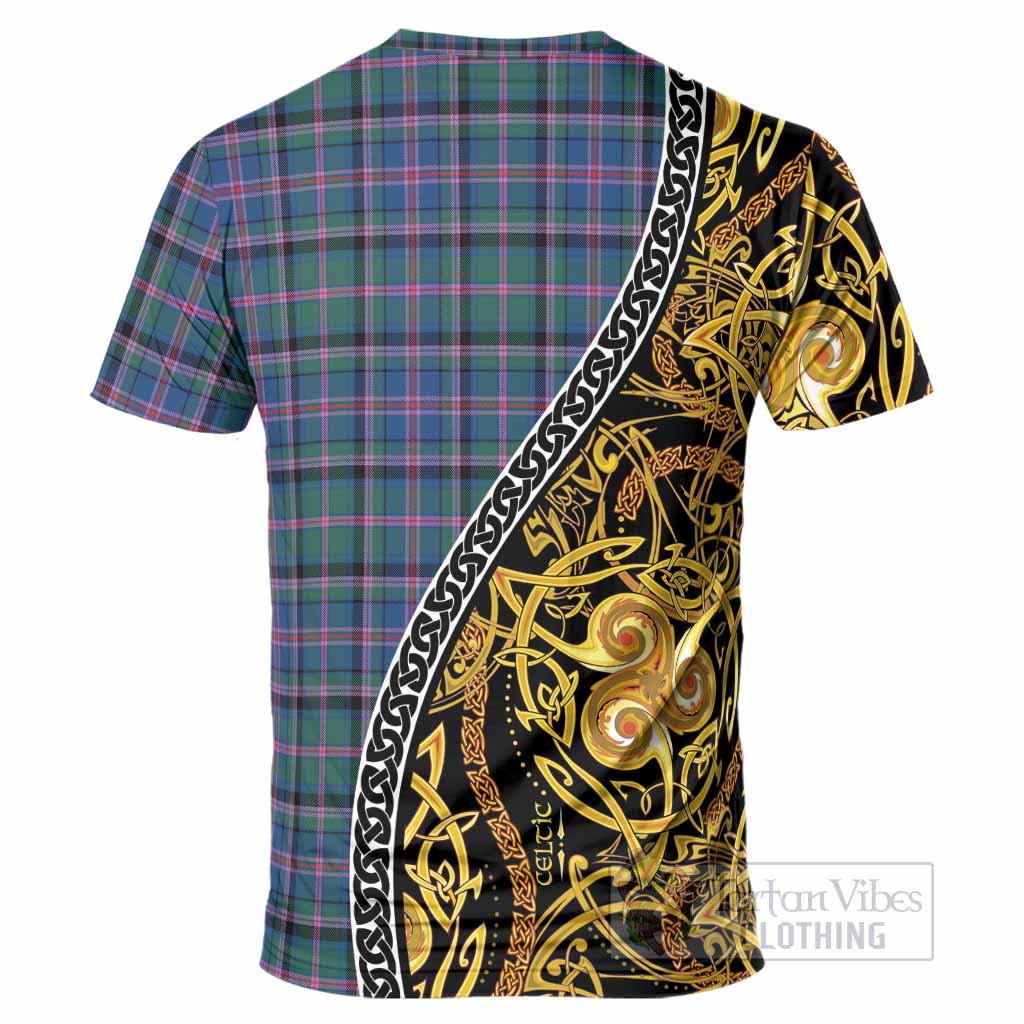 Cooper Tartan Crest T-Shirt Celtic Knot and Triple Trickle Spiral Symbols