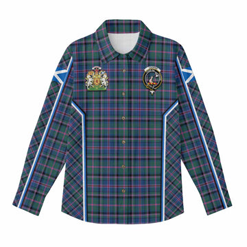 Cooper Tartan Crest Women Casual Shirt Scotland Coat of Arm Flag Style - Tartan Vibes Clothing