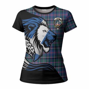 Cooper Tartan Crest Women T shirt Scottish Golden Lions Wave Flow