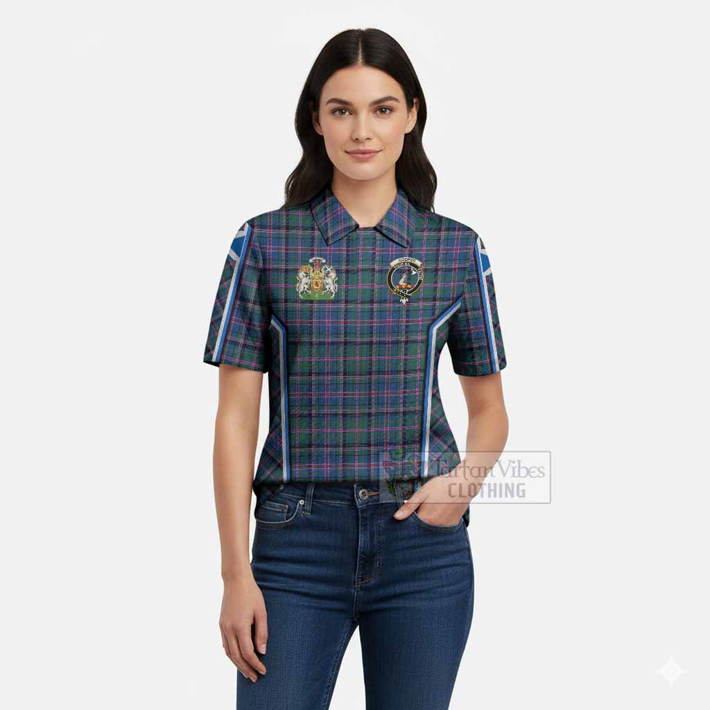 Cooper Tartan Crest Women’s Polo Sweater Top Scotland Coat of Arm Flag Style