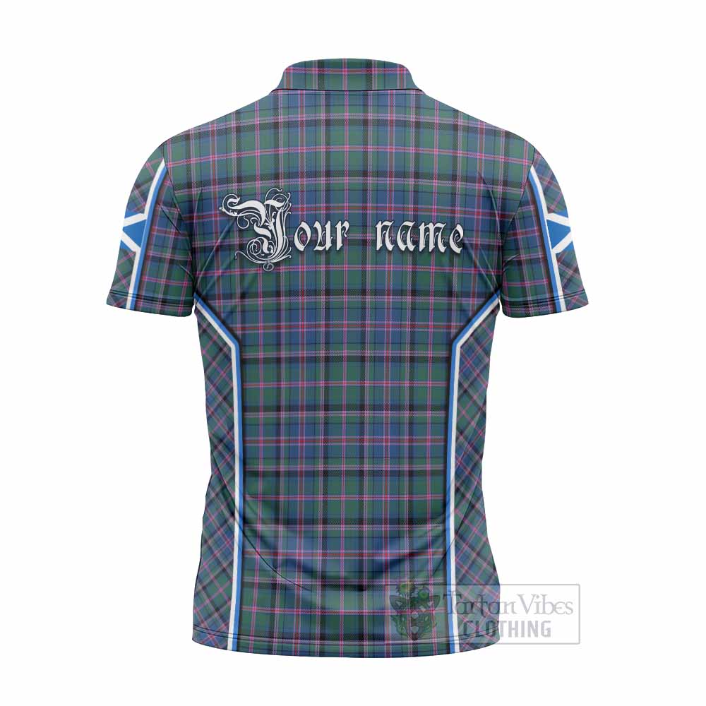 Cooper Tartan Crest Zipper Polo Shirt Scotland Coat of Arm Flag Style - Tartan Vibes Clothing