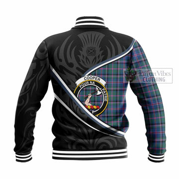 Cooper Tartan Family Crest Baseball Jacket Celtic Scottish Thistle Floral