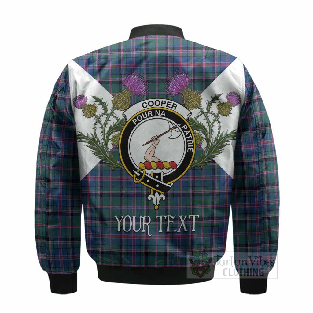 Cooper Tartan Family Crest Bomber Jacket Scottish Burns Night Thistle Floral