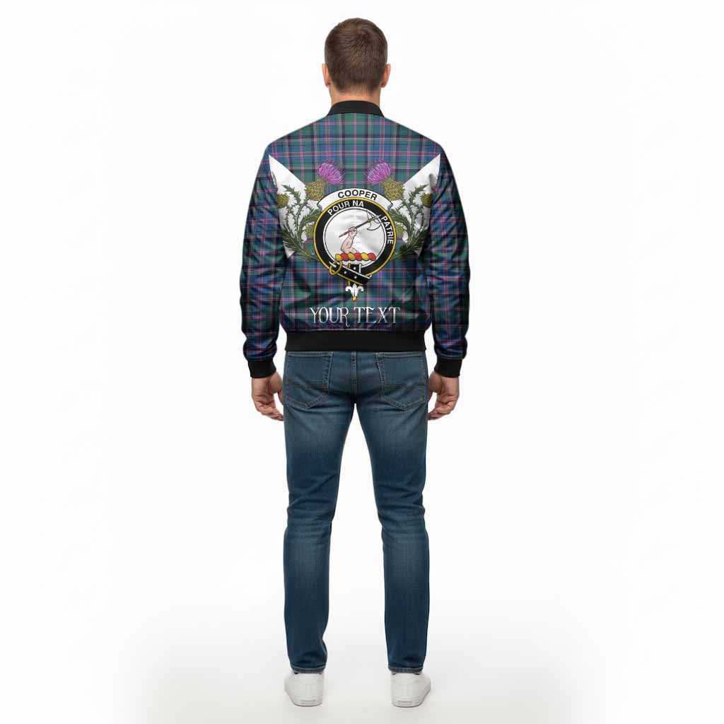 Cooper Tartan Family Crest Bomber Jacket Scottish Burns Night Thistle Floral